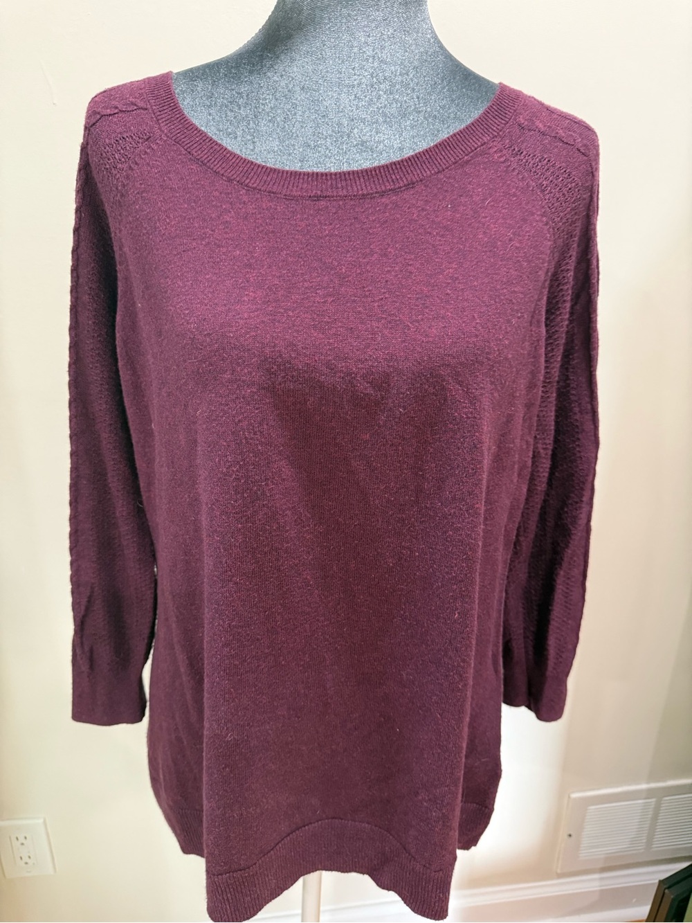 Sonoma Burgundy Scoop-Neck Long Sleeve Sweater - Picture 2 of 6
